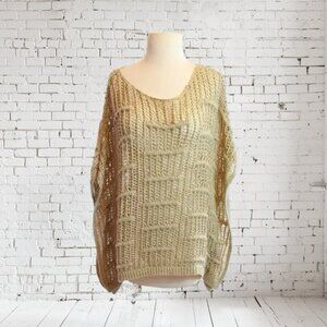 Vintage Ribbon Crochet Topcho Poncho Blouse Overshirt